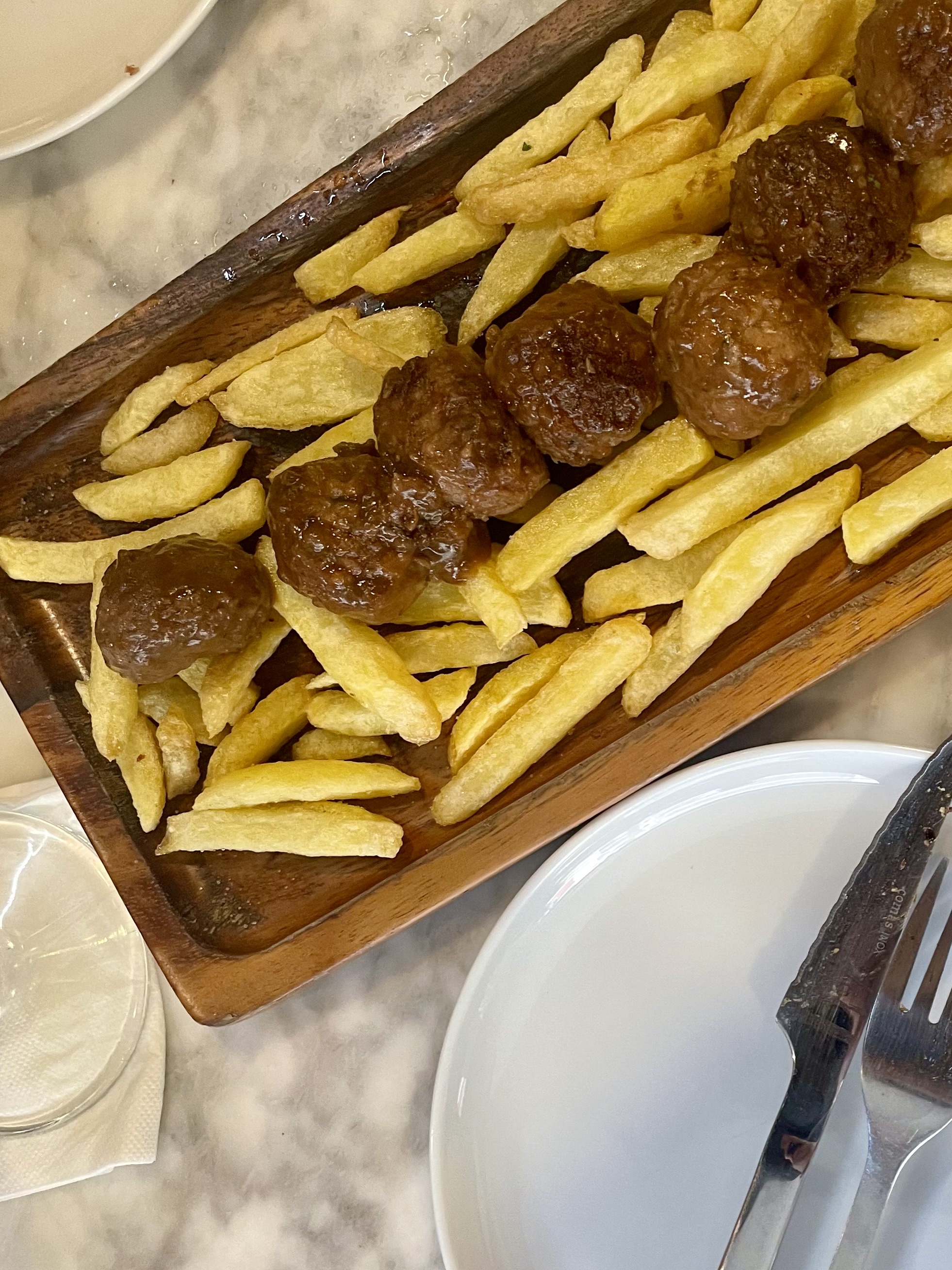 Albondigas, Spanish meatballs in tomato sauce, served as a tapa